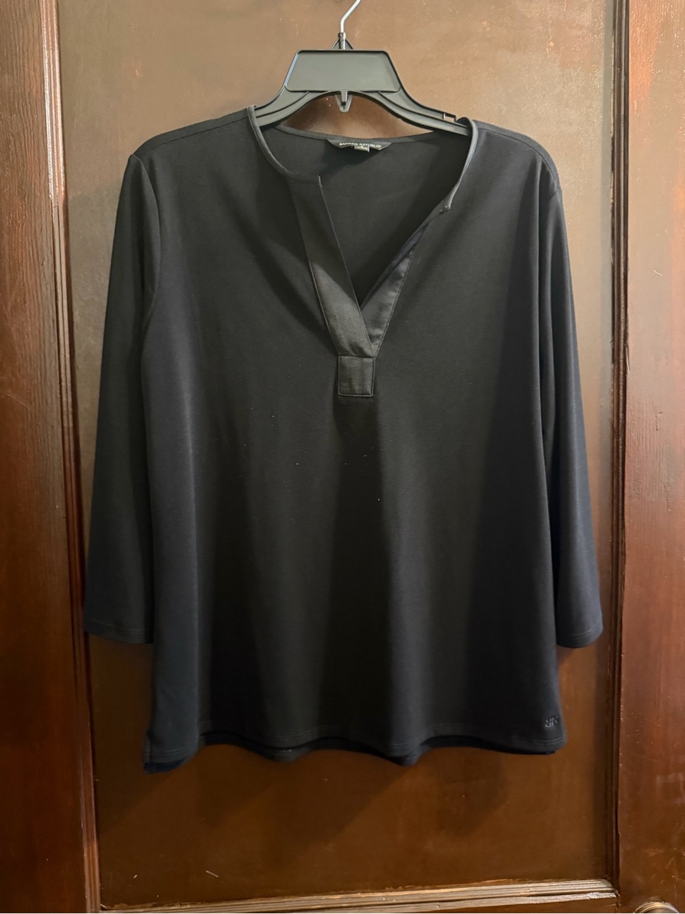 Women’s black satin trimmed 3/4 sleeve